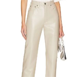 Agolde Women's Straight Leg Cream Leather Pants